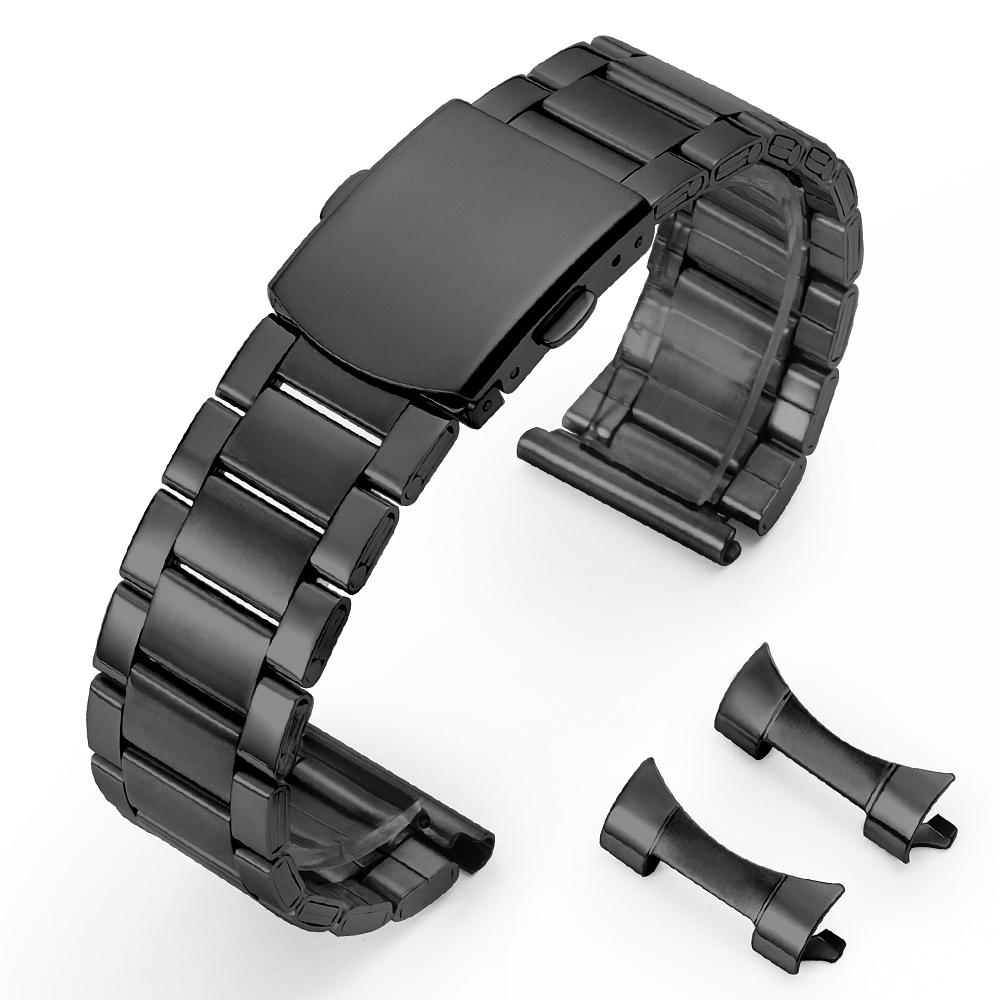 18mm 20mm 22mm 24mm Stal Nierdzewna Pasek do Zegarka Srebrny Złoty Czarny Metalowy Składany Zapięcie Uniwersalny Pasek Zakrzywiony Końiec Bransoletki do Zegarków