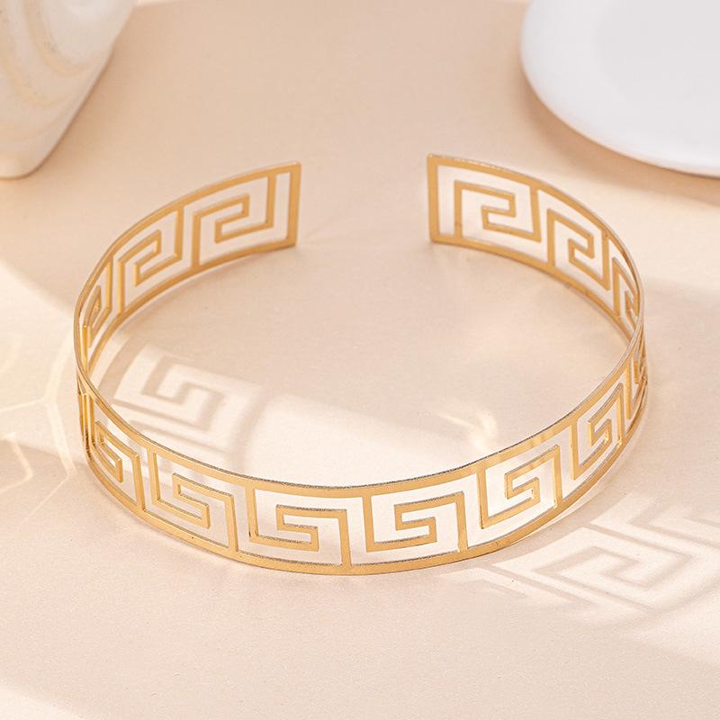 6Pcs Geometric Back Collar Bracelet Earrings Ring Arm Bracelet Women's Jewelry Fashion Set