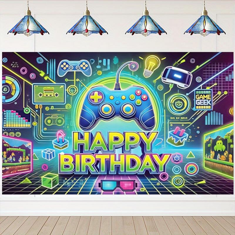 A distinctive game birthday party backdrop - a polyester banner with controller pattern design