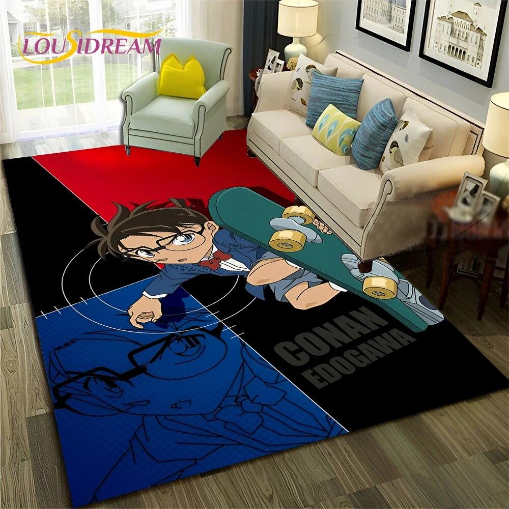 Cartoon HD Detective Conan Anime 3D Carpet Rug for Home Living Room Bedroom Sofa Doormat Decor,Child Area Rug Non-slip Floor Mat