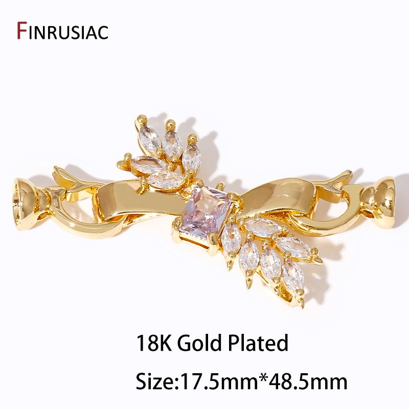 

18K Gold Plated Leaf Pearl Clasp Fastener For Jewelry Making,Brass Zircon Pearl Clasp Closure Lock For Jewelry Accessories 1 piece