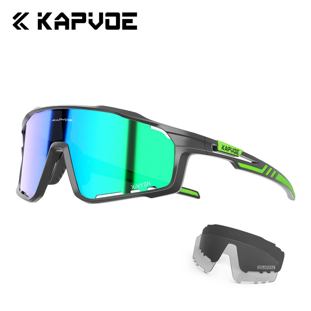 Kapvoe 3lens Cycling Glasses for Men MTB Sunglasses Mountain Bike Bicycle Eyewear Women Sports Goggles Road Speed Skating