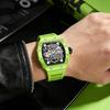 Automatic Skeleton Watch Mens Waterproof Luminous Tonneau Mechanical Wrist Watch Silicone Band