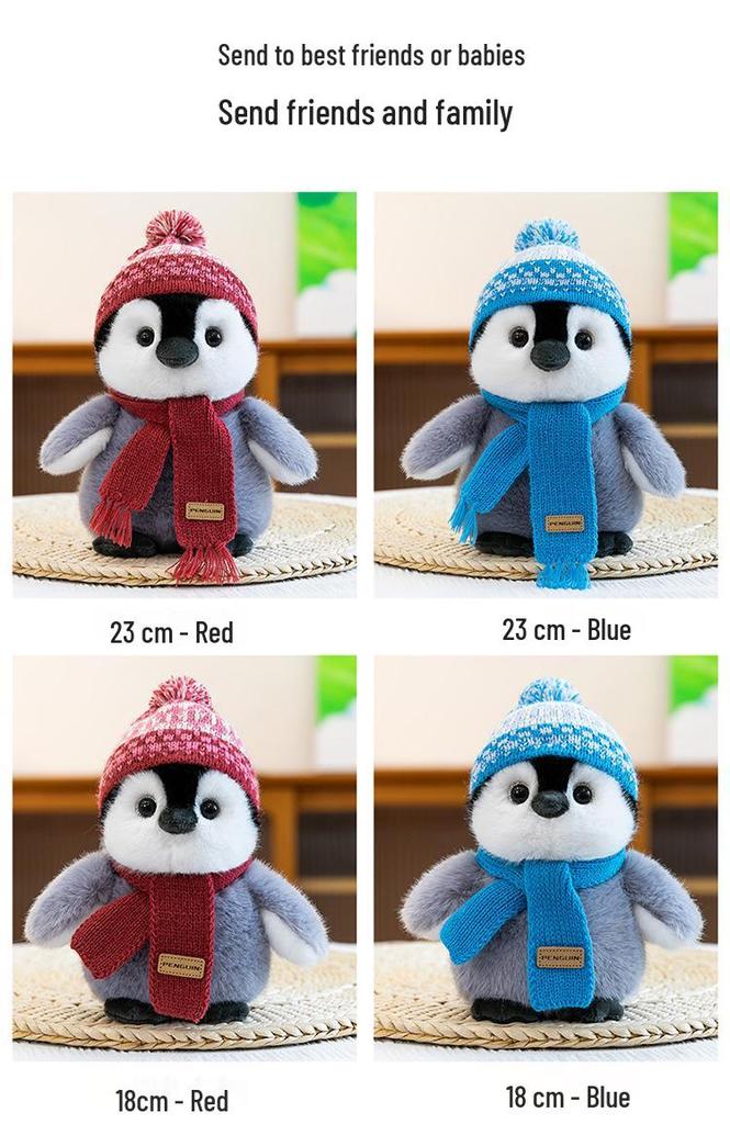 Children's Penguin Doll Companion - Cute Plush Toy & Soothing Gift with Scarf and Hat