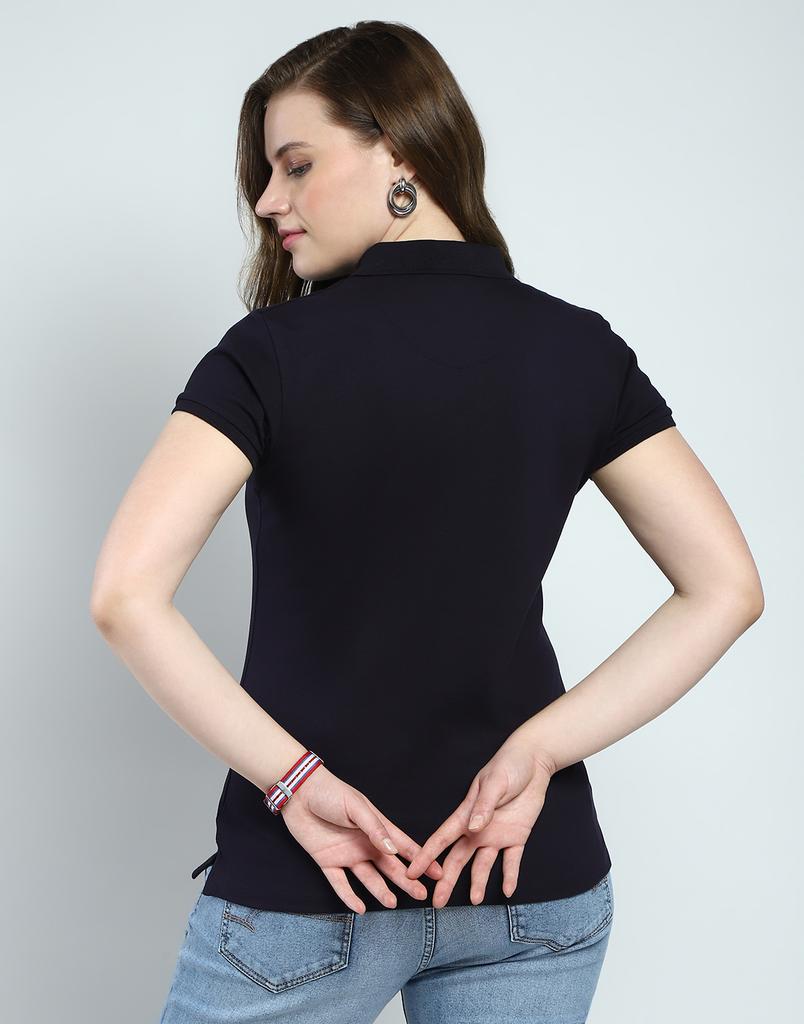 MONTE CARLO Womens Solid Collar Neck T-Shirt