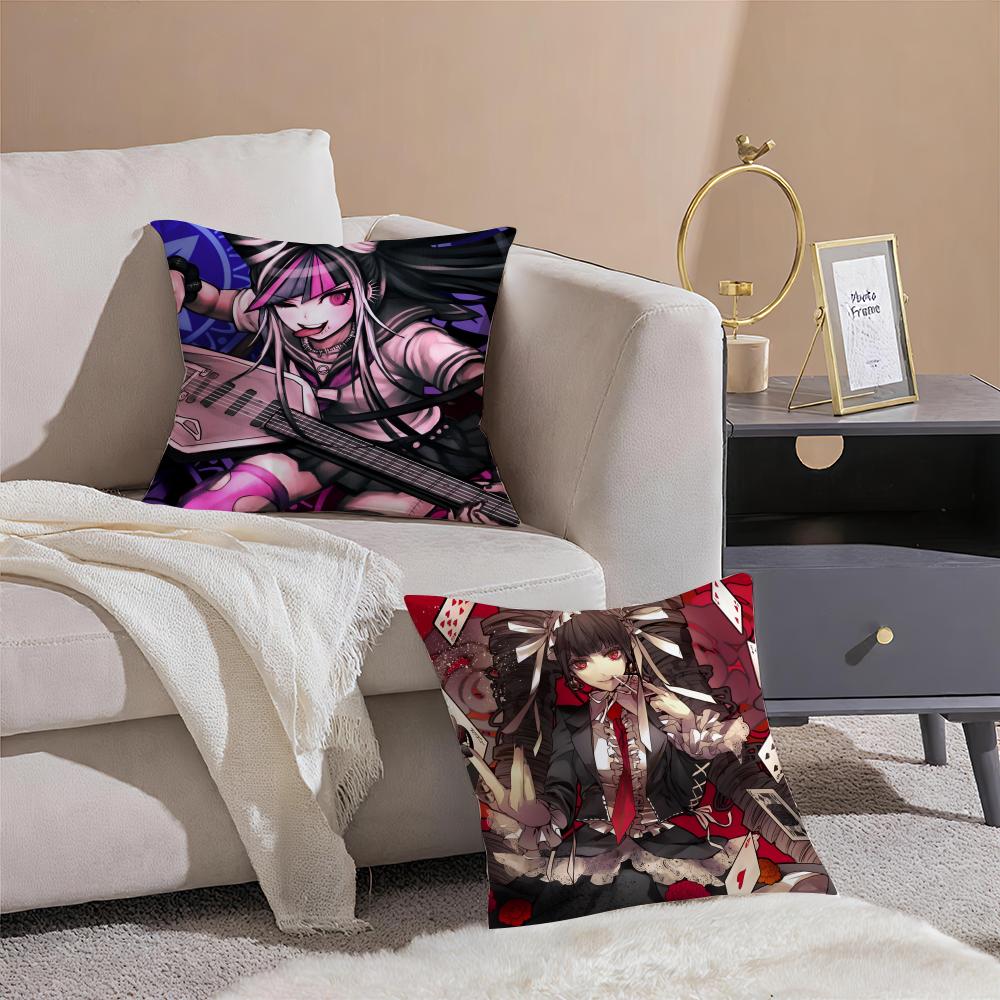 Mystery Anime DDanganronpa Cushion Cover Pillowcase Short Plush Invisible zipper Room Sofa Cushion Cover