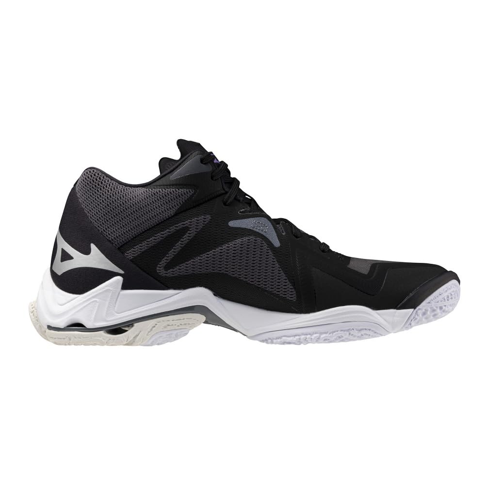 Mizuno Wave Lightning Z8 MID Volleyball Size 2E Shoes, Club/Indoor, Wide, Lightweight, Mid-Cut, Black/Silver, 28.5 cm,