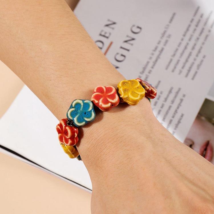 Ceramic Bracelet Jewelry Fashion Flower Glaze Bead Bracelet Multicolor Casual Bohemian Bracelet