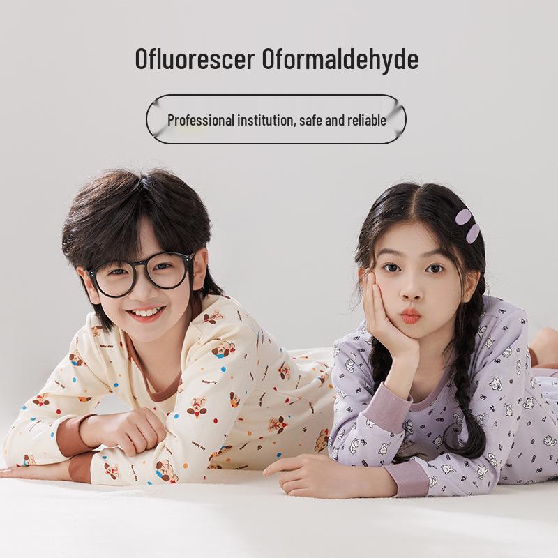 Warme Baumwollpyjamas für Kinder: Mid-Neck Shirts & Hosen für Jungen & Mädchen