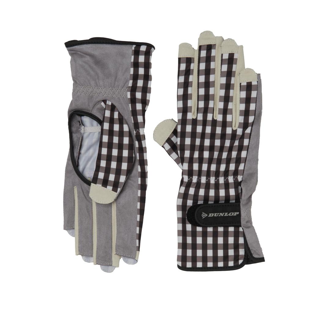 Dunlop DUNLOP Tennis Ladies Gloves Hole TGG0462W Black White M (Nail-through, Palm-side Type) (Both Hands)