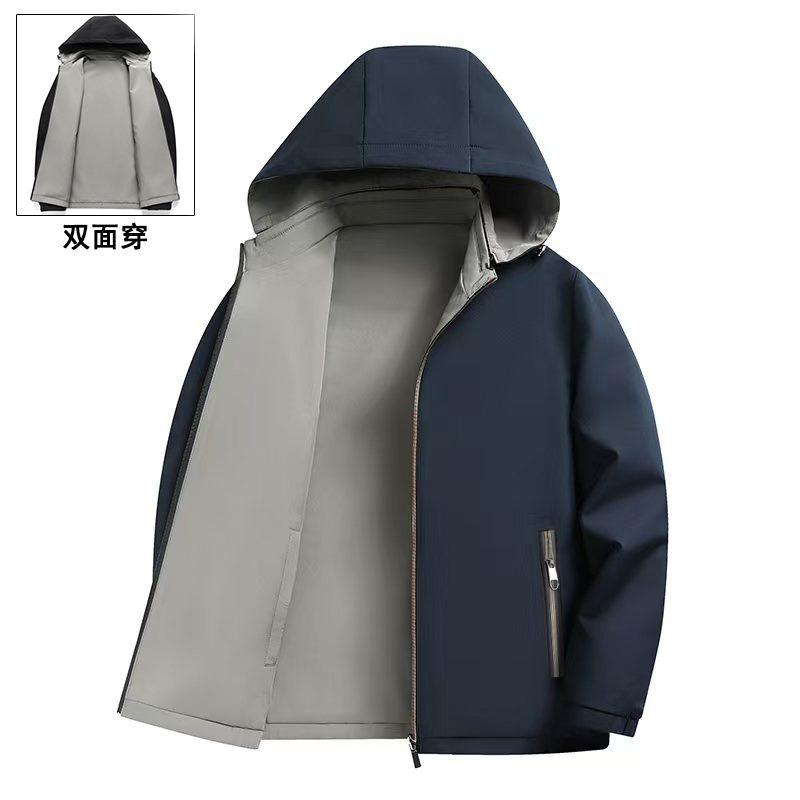 New double-sided jacket men's spring and autumn business jacket medium and old casual top can take off hats