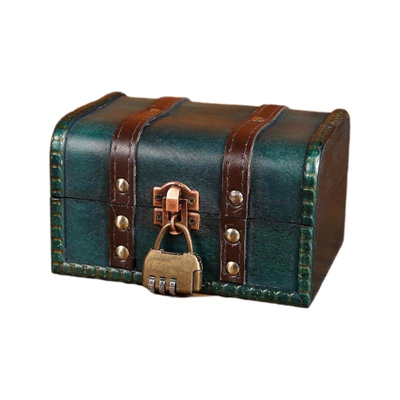 Retro Treasure Chest Vintage Wooden Storage Box Antique Style Jewelry Box Gift