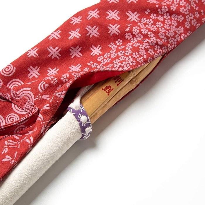 [Ikenkashi] Kendo Shinai Bag with Shoulder Strap, 3-Piece Set, Red