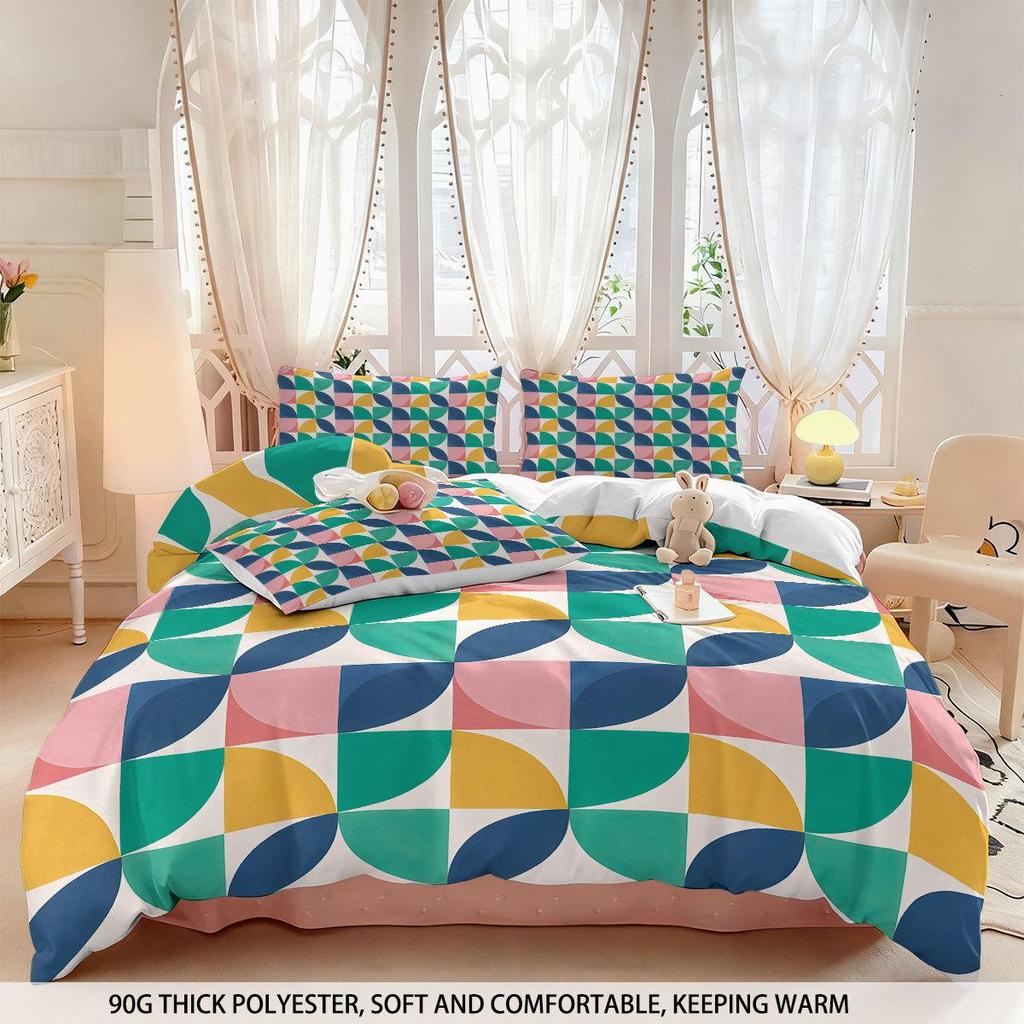 Geometric Pattern Duvet Cover 3-Piece Bedding Set