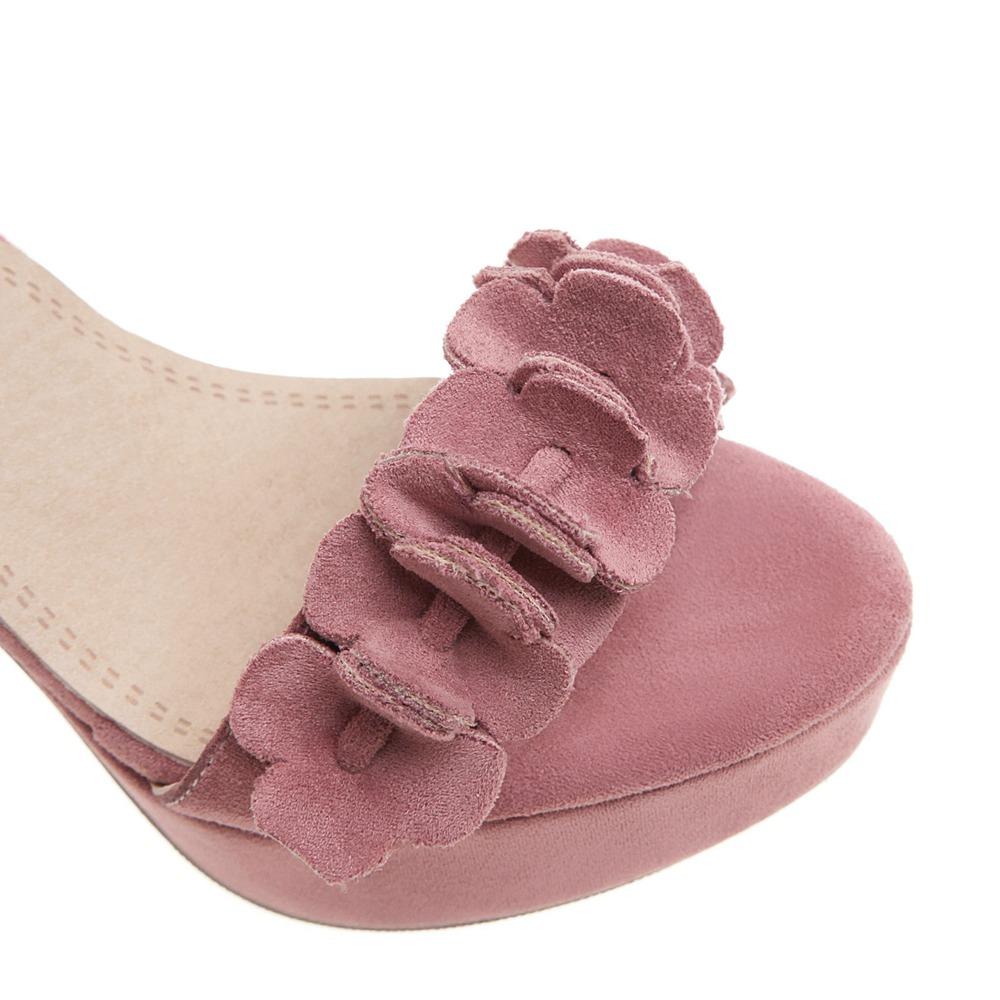 Fashion 2025 New Spring Summer Women Ankle Strap Buckle Platform Sandals Ladies Shoes High Heels Flock Fashion Sandalias Plus Size 32-43