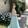 Seaside Vacation Neck Strap Chest Pad Beach Dress Summer Feeling Big Swing Dress