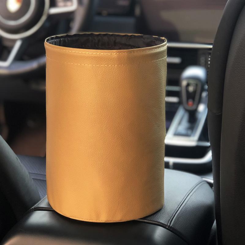 2020 Multi-Purpose Leather Car Door & Seat Back Foldable Trash Can Storage Box, Waterproof and Hanging.