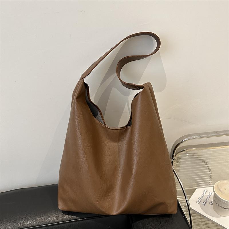 Simple Solid Color Large Capacity Tote Bag Commuter Magnetic Closure Shoulder Bag for Women