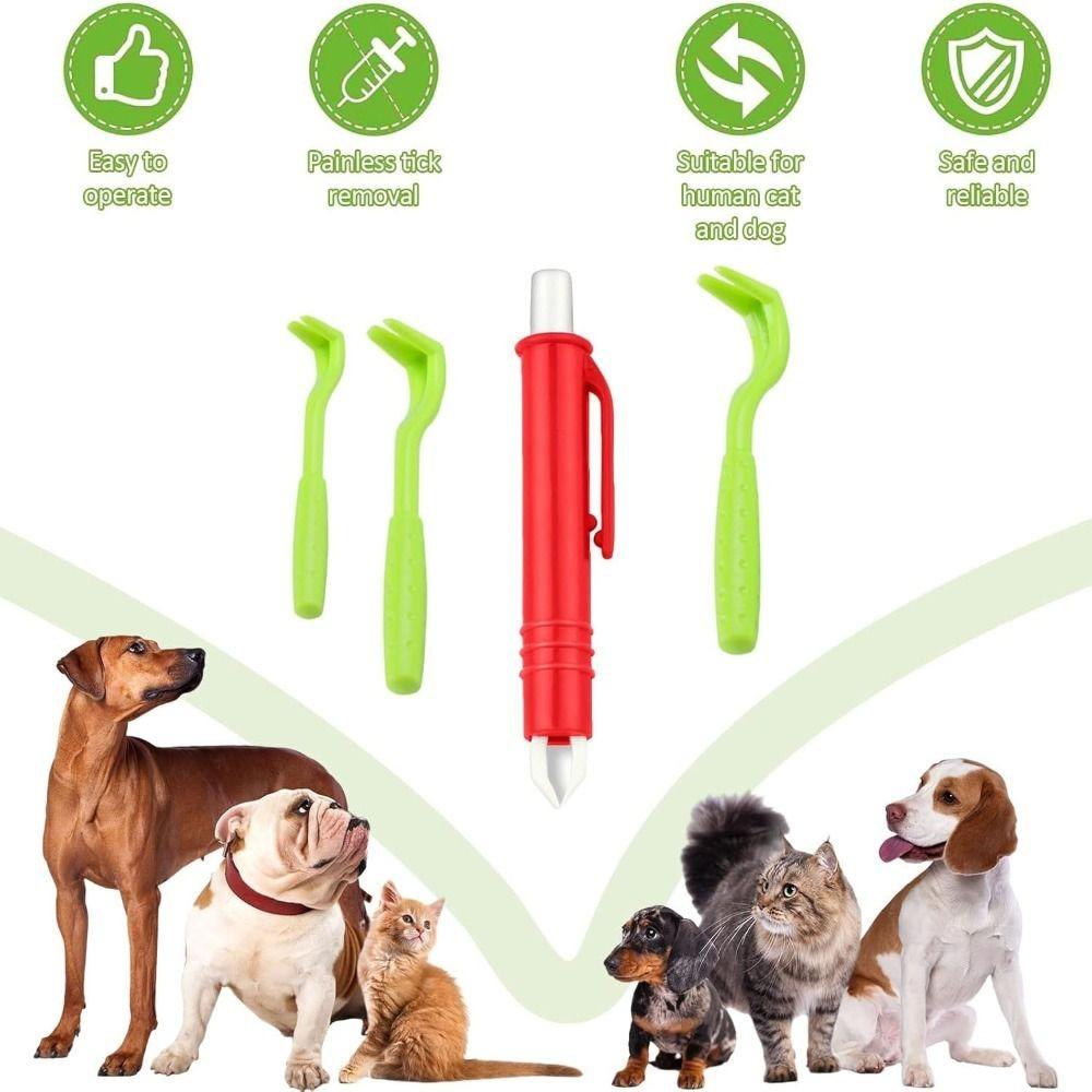 4pcs with Storage Box Flea Tick Tweezers Clip Tick Hooks Pet Cleaning Supplies Dog Cat
