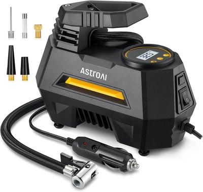 AstroAI Elektrischer Luftkompressor für mit Überhitzungssteckdose LED 3 Umwandlung Kompatibel mit Presta und Schrader für Straße und Aufblasbares Autos, Leise,