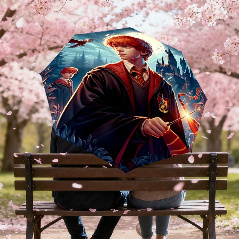 1PC Hogwarts Ron Weasley Umbrella-8-Rib Reinforced, Automatic Open, Lightweight & Durable, Cute Fashion Accessory for Outdoor, D2687