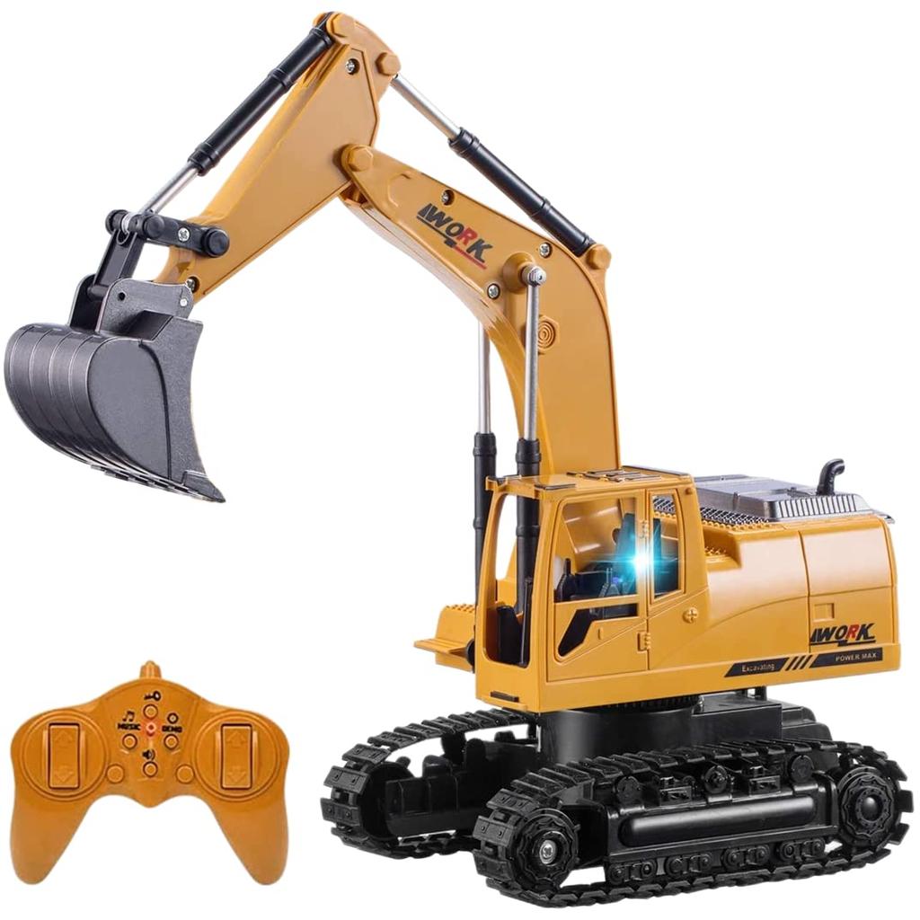 RC Construction Remote Control Construction Vehicle Highly Simulated Hobby Large Scale Excavator, Tractor, Toy, Design, Kids' Toy, Size, 1/18 (Yellow)