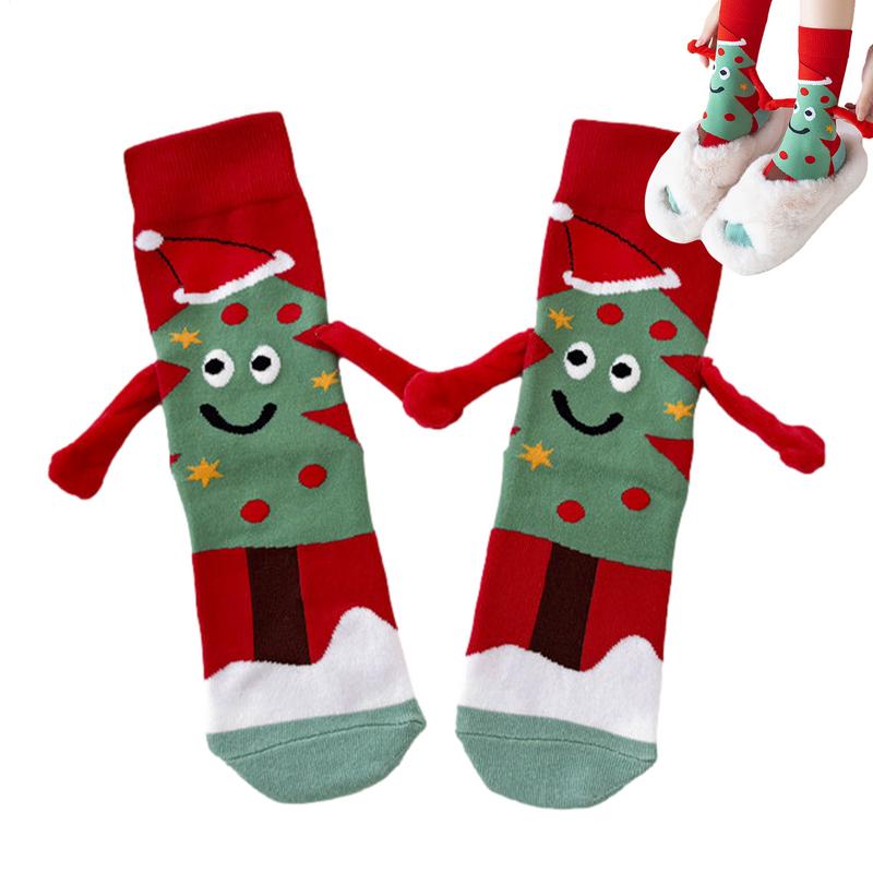 Holding Hands Socks Christmas Magnetic Suction Hand In Hand Socks Cute Cartoon Magnet Hand Holding Socks Funny New Year Gift green