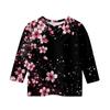 Children's 3/4 Sleeve Tops Casual Print T Shirt Round Neck Pullover Blouse