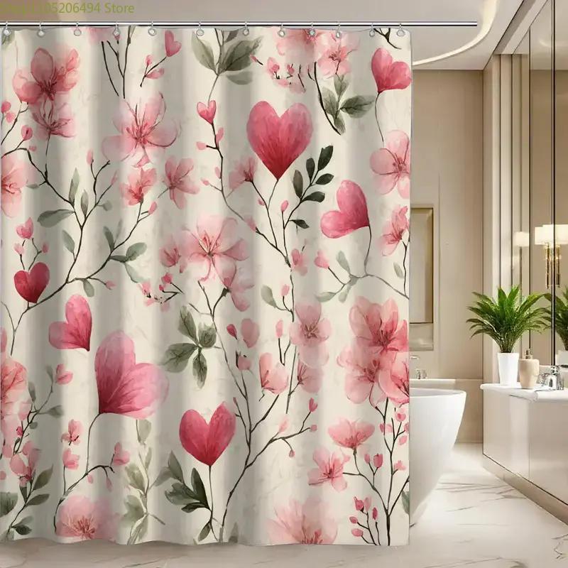 1pc Bathroom Shower Curtain for Wedding Anniversary Celebration, Includes 12 Hooks, 70.87x70.87inch Home Decor, Home Decoratio