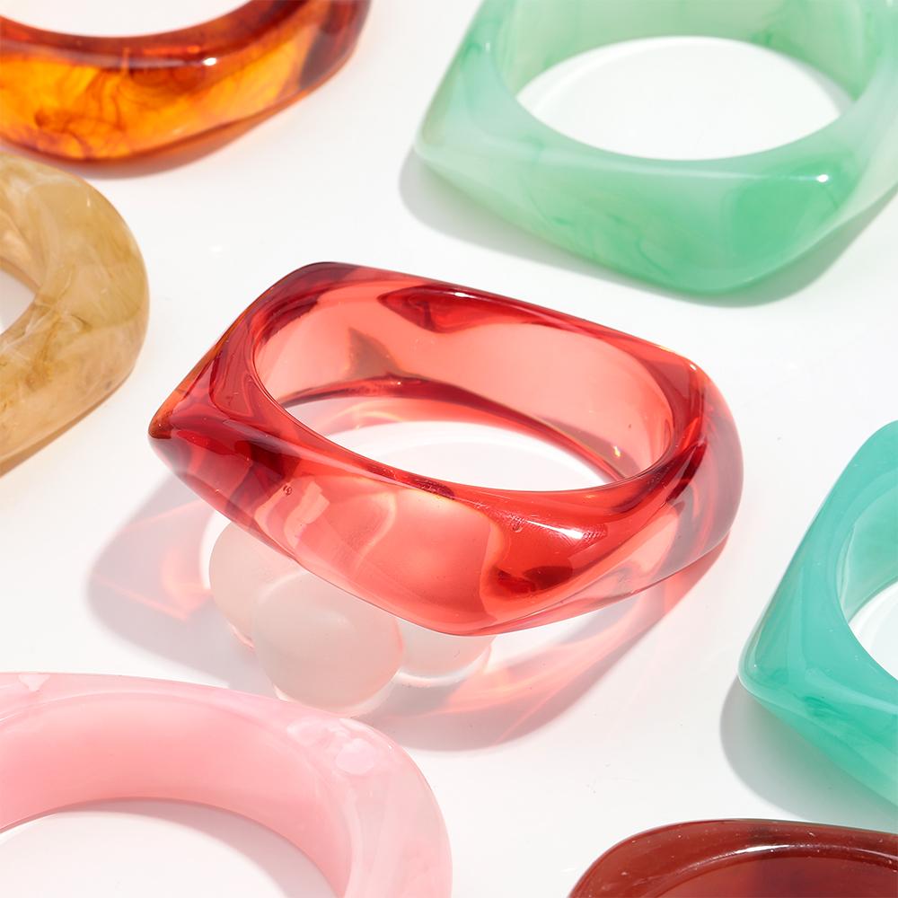 Summer Trendy Acrylic Square Cuff Bracelets for Women Candy Color Chunky Geometric Wide Bangle Stackable Jewelry Birthday Gift