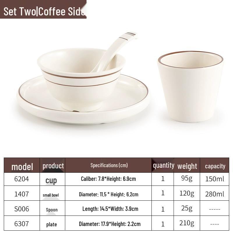 Melamine Four-Piece Table Set: Imitation Porcelain Plastic Bowls & Plates for Restaurants and Hotels