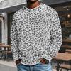 Men's Trendy Loose Fit Casual Leopard Print Long Sleeve Top with Lapel Collar