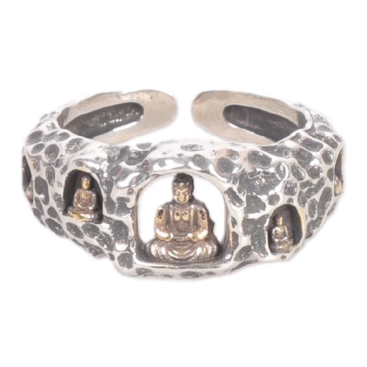 

Handmade Copper Ring Stone Inspired Texture Adjustable Size Durability Jewelry Gift For Loved Ones 1