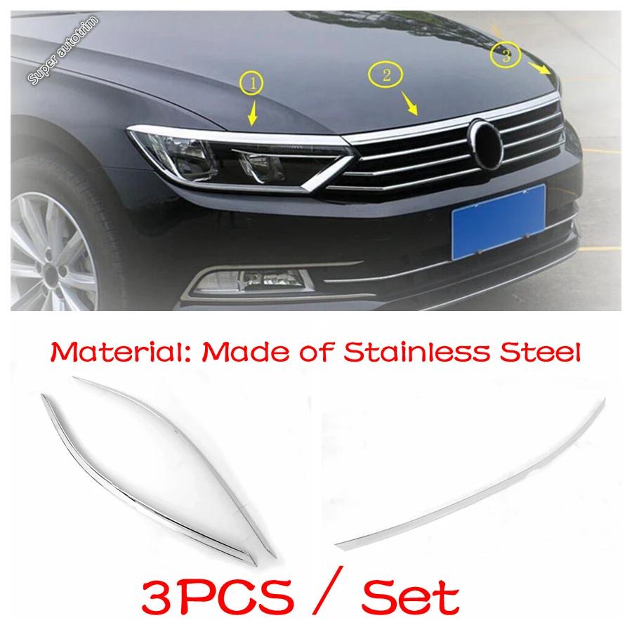 Front Hoods Bonnet Garnish Strip Head Lights Lamp Eyelids Eyelash Cover Trim For Volkswagen Passat B8 2016 - 2018 Exterior Parts
