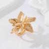 Exaggerated Folded Floral Design Adjustable Band Ring Large Statement Flower Shape Metal Jewelry Accessory for Women and Girls