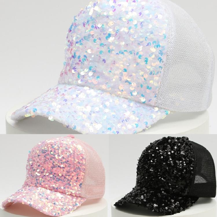 Outdoor Mesh Hat Adult Full Sequins Baseball Caps for Teen Travel Camping