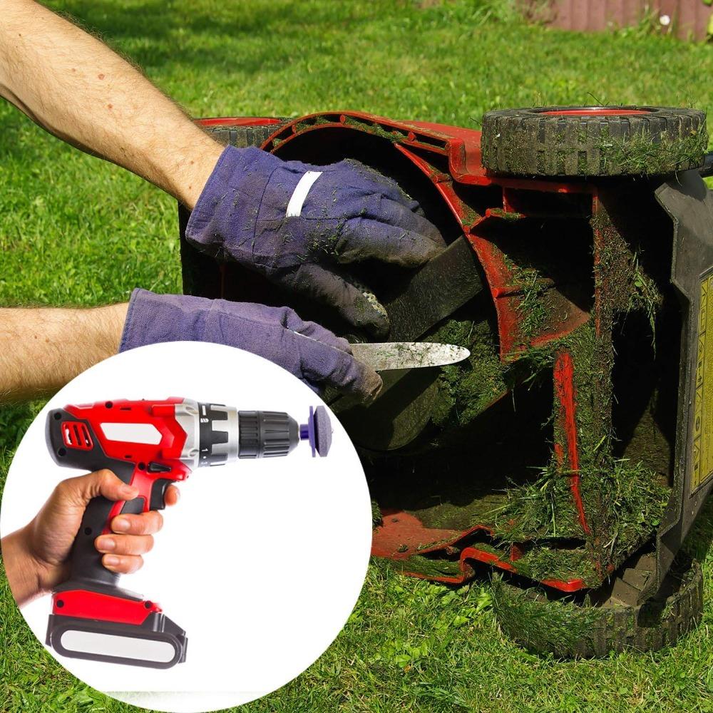 50mm Faster Lawn Mower Sharpener Lawnmower Blade Sharpener Universal Grinding Rotary Drill Cuts Kc0263