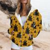 Women's Fashion Casual Halloween Printed Sweatshirt Long Sleeve With Pocket Cardigan Jacket Zipper Hoodie Coat