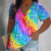 Women's Luxury T-shirt 3d Butterfly Print Short-sleeved V-neck Top Summer Fashion Casual Gradient Oversized Pullover