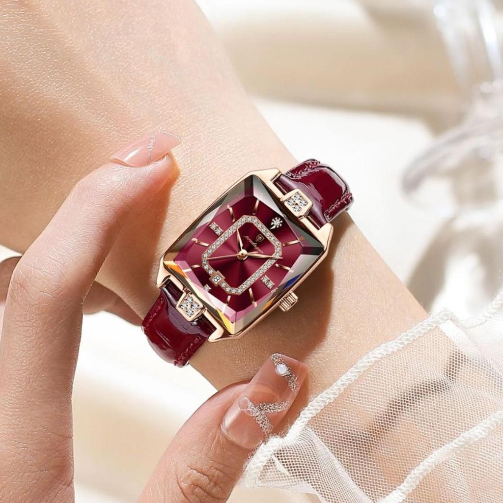 POEDAGAR Rectangle Luxury Women's Watches Waterproof Date Leather Woman Watch Elegant Fashion Quartz Women Wristwatch