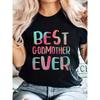 Women's Best Godmother Ever Graphic T-Shirt - Casual Short Sleeve Crew Neck Top
