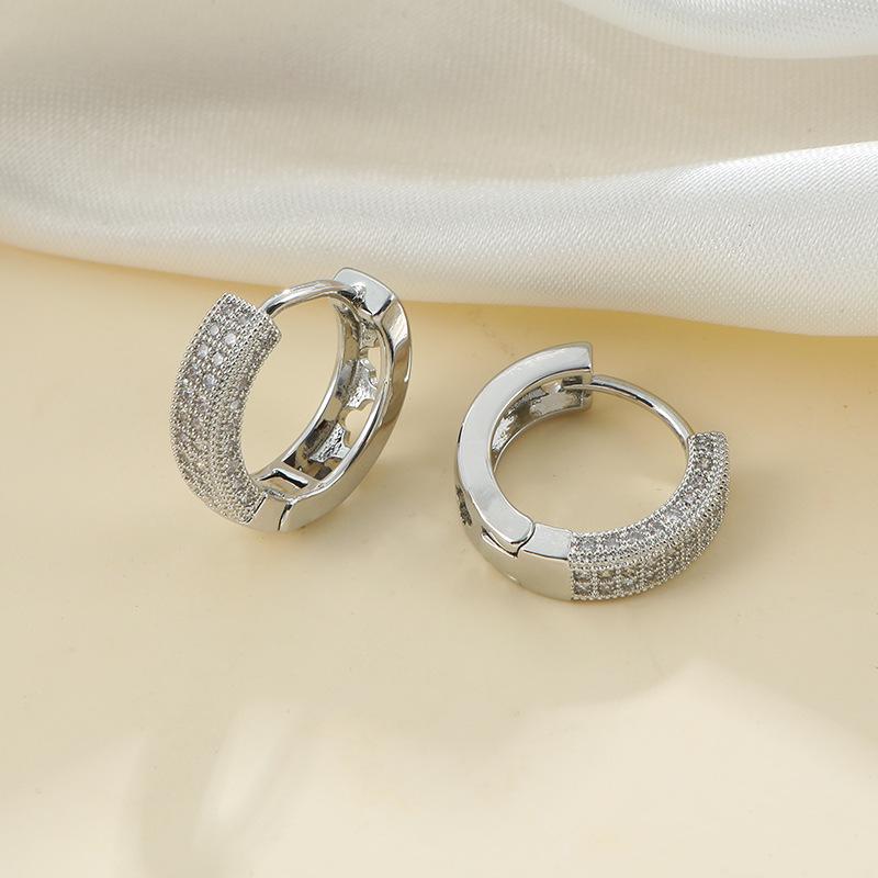 Huazi Style Zircon Stud Earrings for Women - Gold-Plated, Non-Fading Luxury Jewelry