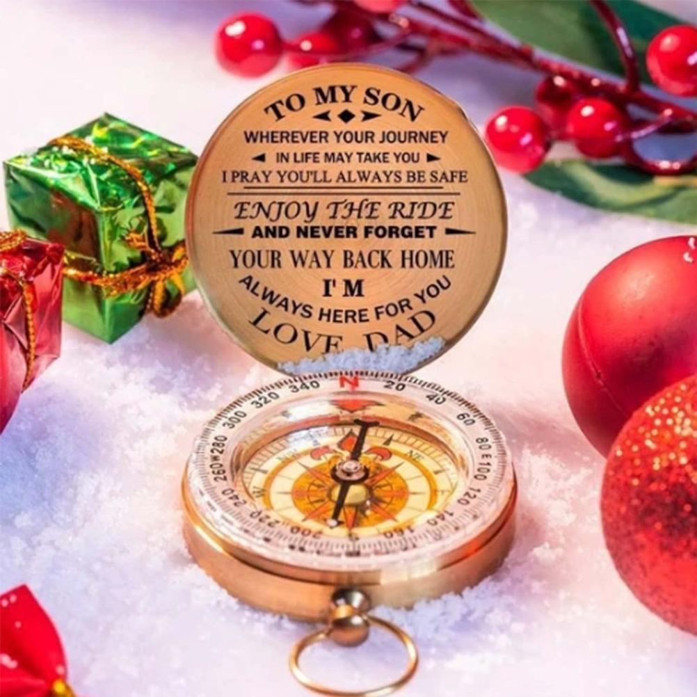 Luminous Compass Dad To Son Enjoy The Ride Gift for Camping Outdoor Activities Navigation Tool