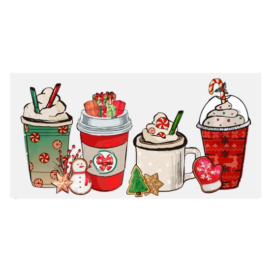 Nálepka na šálek Vánoční stromeček Santa Claus Voděodolná Samolepicí Velká přilnavost Protiskluzový Čirý tisk Nálepka na šálek kávy UV DTF