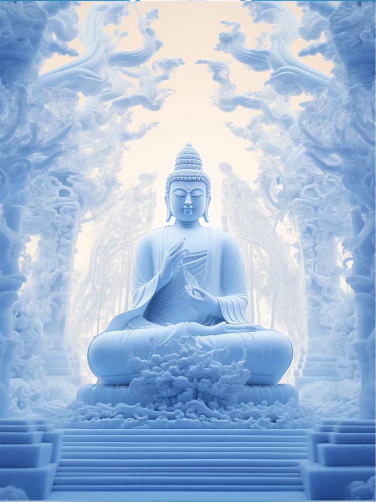 Farget Buddha-statue gjør-det-selv diamantmaleri broderi hel firkantet/rund diamant 5d korsbroderi mosaikk buddhistisk unnfangelse