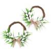 Front Door Wreath Hanging Decoration Simulated Flower Holiday Spring Home Decoration White with Rattan Hoop