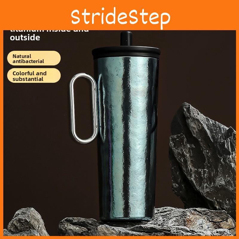 Colorful Titanium Thermal Mug Travel Cup With Handle For Office Commuting And