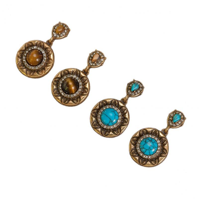 Vintage Sunflower Earrings With Palace Style Personalized Medieval High End Set Turquoise