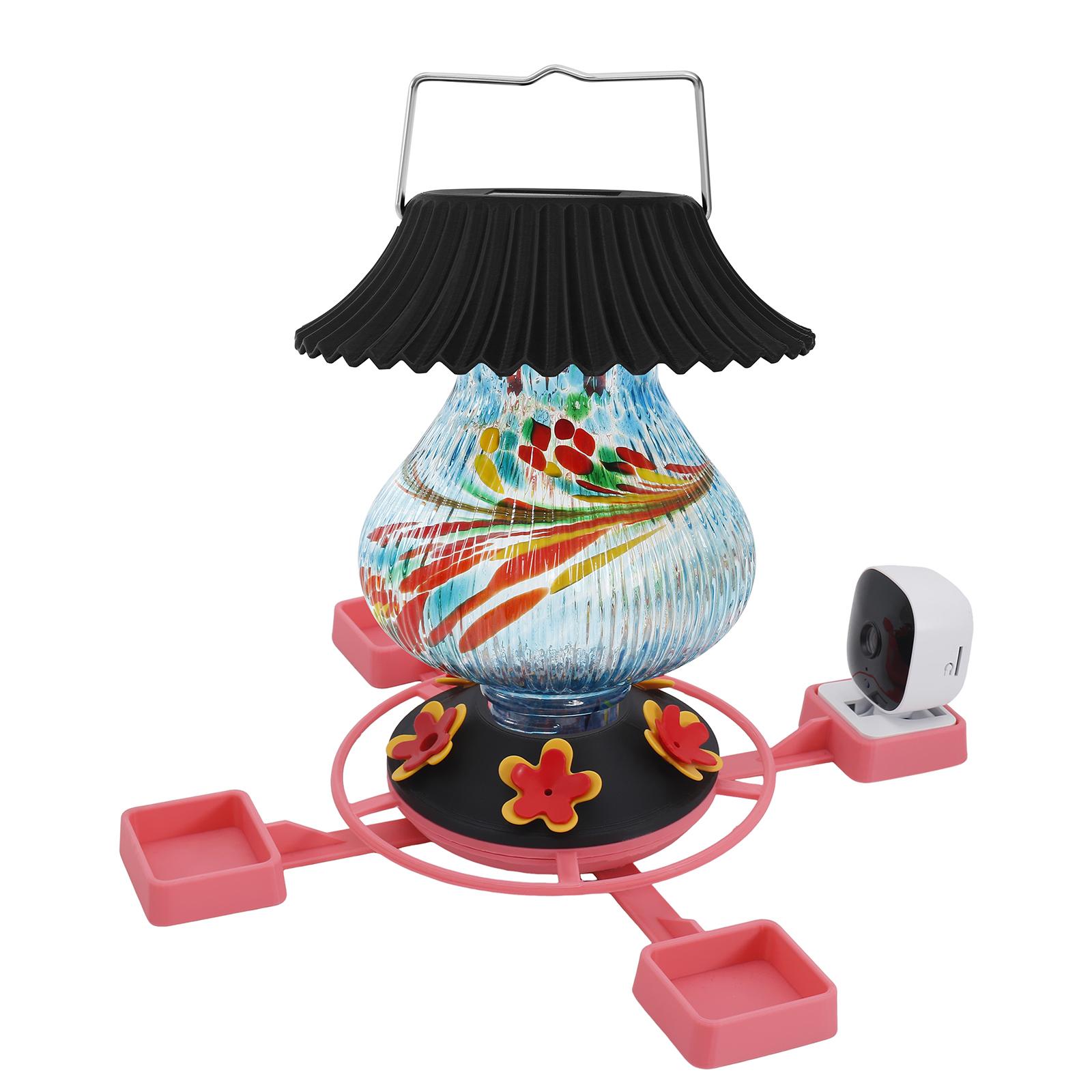 Four-headed Printed Bird Feeder - Self-charging Night Light And Bird Feeder, A Modern Garden Decoration That Attracts Birds Day And Night. One Size