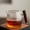 Japanese Style 380ml Wooden Handle Stripe Glass Tea Pitcher Fair Mug Chahai Kungfu Tea Set Accessories Coffee Pouring Pitcher